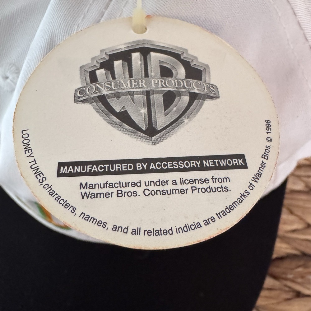 Vintage 90's Looney Tunes Marvin The Martian elastic band hat white/black adult - Picture 3 of 8